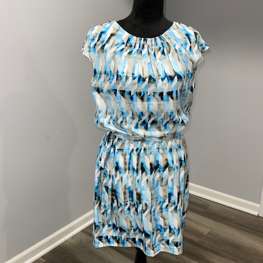 Guess size 8 geometric pattern blue dress